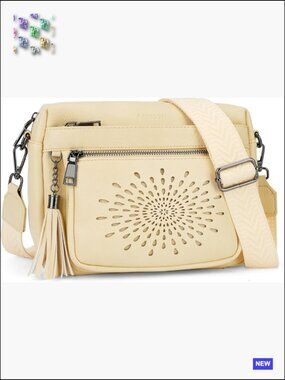 Crossbody Bag with Guitar Strap Quilted Vegan Leather Shoulder Purse Sunflower